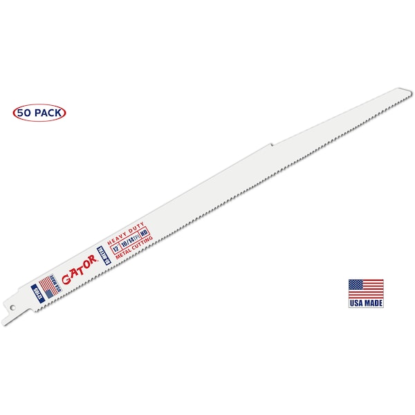 Gator Reciprocating Saw Blade, 12 in x 3/4 in x 10/14 TPI, Heavy Duty Metal/Wood Cutting, 50PK 12105 - main